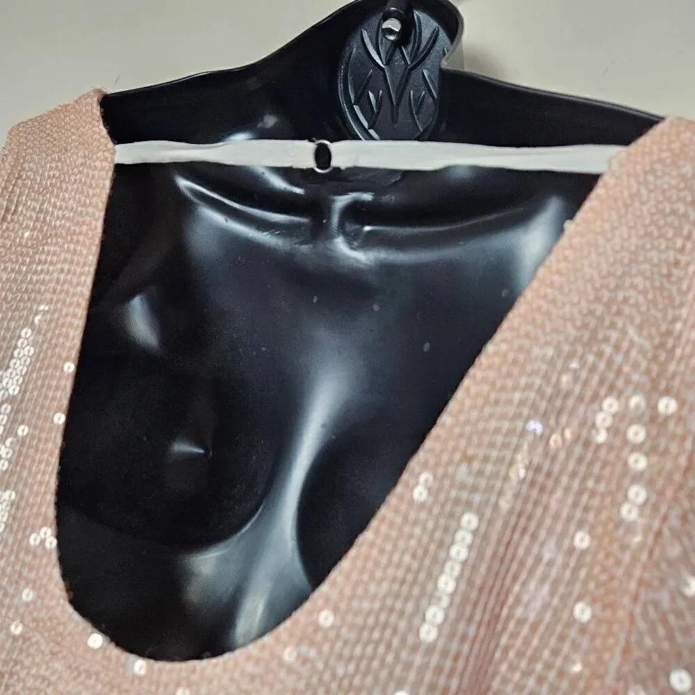 Free People Night Fever Peach Sequin Blouse